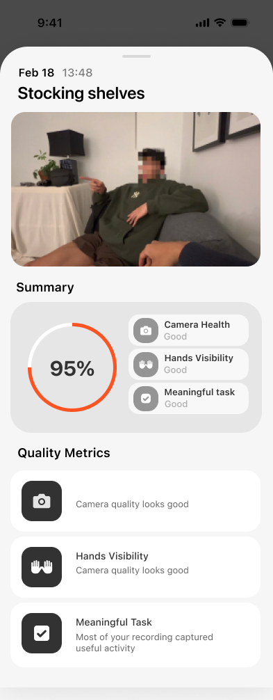 Zakończona sesja oceniona na 95% w aplikacji shift